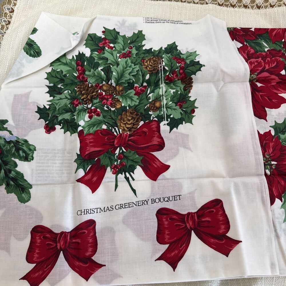 Christmas Poinsettias Cardinals Appliques Fabric Panel VIP Cranston Sew Crafts - Picture 7 of 11
